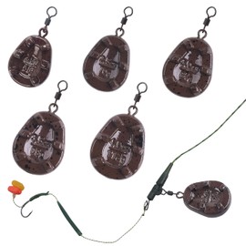 5Sizes Carp Fishing Weights Set Coarse Fishing Angling Sinkers with Rolling Swivel Coated Tapered Flat Pear Fishing Sinkers Carp Fishing Tackle 2oz 2.5oz 3oz 3.5oz 4oz