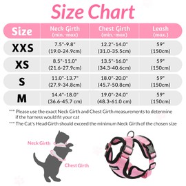 rabbitgoo Cat Harness and Lead Set, Escape Proof Kitten Harness with Leash, Metal Ring, Lightweight Soft, Reflective Adjustable Vest for Small Cat Walking Travel XS, Pink