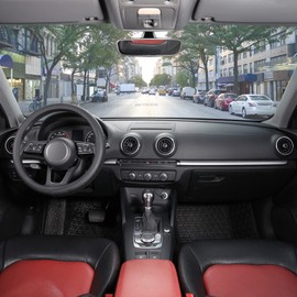 SEG Direct Black Car Steering Wheel Cover Small Size 14-14.25 inch (35.5-36 cm), for Prius Civic Model 3 Model Y Camaro, Breathable Microfiber Leather