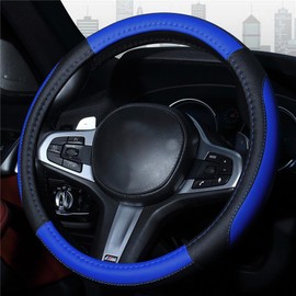 Mayco Bell Car Steering Wheel Cover 15 inch Comfort Durability Safety (Black Dark Blue)