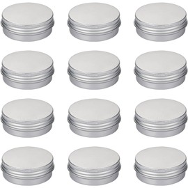 12Pcs Aluminum Tin Jars,Cosmetic Sample Metal Tins Empty Container Bulk,Round Pot Screw Cap Lids,Aluminum Tin Jar Refillable Containers Round Empty Tins,Aluminium Cosmetic Pot Jar Tin Container Jars