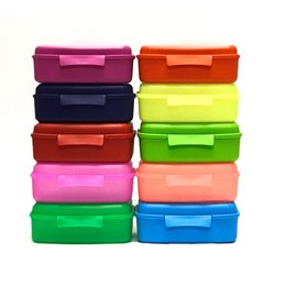 Mintra Home Utility Boxes - 1.4L ASSORTED 10pk - 7.2inW x 5.6inD x 2.6inH - great utility box, storage box for pencils, crayons, pens, crafts and other small items