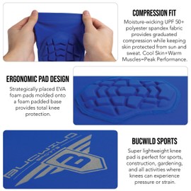 Bucwild Sports Compression Knee Pads for Basketball Volleyball Wrestling - Youth/Kids & Adult Sizes