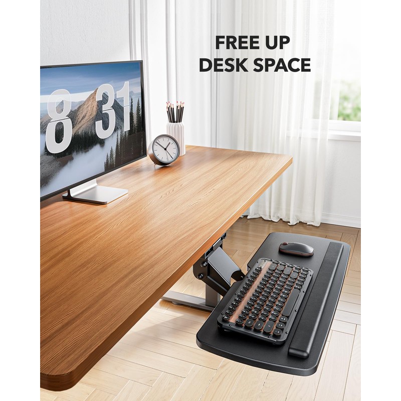 HUANUO Keyboard Tray Under Desk, 360 Adjustable Ergonomic Sliding Keyboard