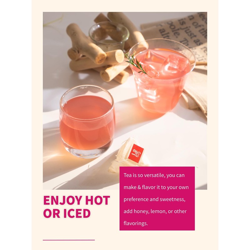 TeeLux Lemon Ginger Hibiscus Tea, Refreshing Lemongrass With Spicy Ginger,