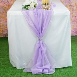 New Creations Fabric & Foam Inc, Chiffon Table Runner Extra Long, Wedding Runners, Holiday Table Runners, Long Table Runners, (Lilac, 27" Wide x 120" Long)