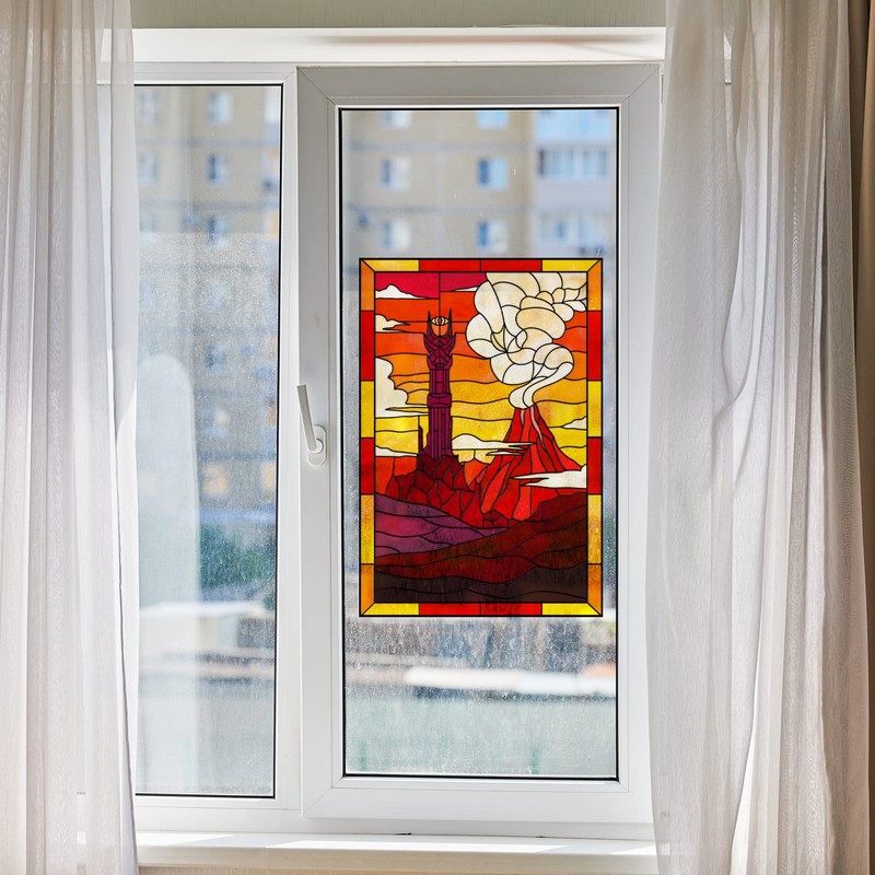 Rings Lord Dark Land Stained Glass Window Film (11"X16")