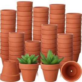 Sliner 150 Pcs Small Clay Pots 2 Inch Terracotta Plant Pots Plant Planters Bulk with Drainage Hole Mini Terra Cotta Cactus Flower Nursery Succulent Terracotta Planter for Indoor Outdoor Craft Wedding