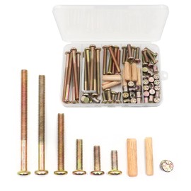 cSeao 70pcs M6 Crib Screws Barrel Nuts Assortment Kit and Wood Dowel Pins for Furnitures Cribs Chairs