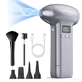 Upgraded Compressed Air Duster-300000RPM Ultra-Powerful Brushless Motor Electric Air Duster 30W Fast Charging &4 Light Modes,Rechargeable 3-Gear Adjustable Cordless Blower for PC,Keyboard,Car,Outdoor