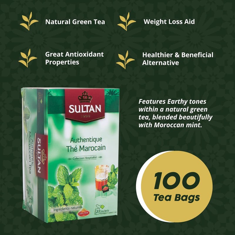 SULTAN TEA Moroccan Green Tea with Mint Herbal Green Teas