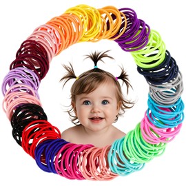 Baby Hair Ties for Girls - 200Pcs Small 1" Elastic Toddler Hair Ties Ponytail Holders Hair Tie for Baby Girls Infants Kids Hair Accessories (Color A)
