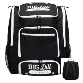Big Dill Pickleball Backpack | Large Pickleball Bag with Shoe Compartment for 8+ Paddles & Accessories, Insulated Pocket (Black)