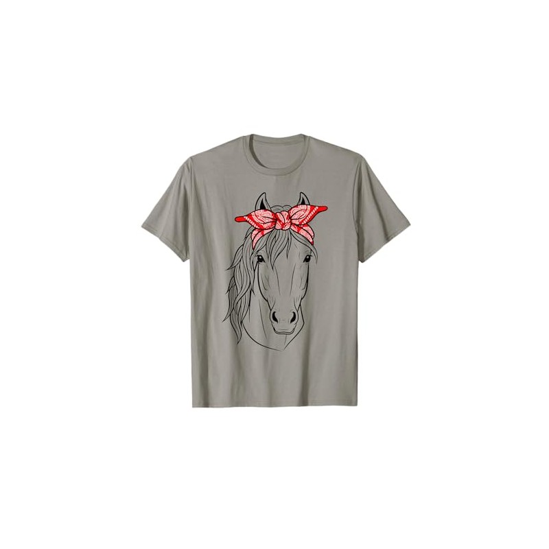 Funny Horse Lovers Tee | Red Bandana Print for Girls