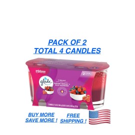 Glade Scented Glass Candle, Radiant Berries & Wild Raspberry, (2) 3.4 Oz Candles