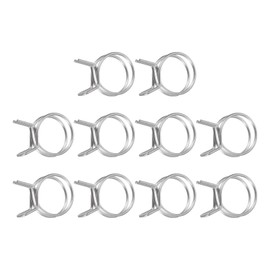 QUARKZMAN 10 Stück 26mm/1,02 Zoll Innendurchmesser Doppeldraht-Feder Schlauchschelle, Edelstahl verstellbare Federclips für Schlauch Kraftstoffleitung Silikonschlauch Wasserrohr Luftrohr
