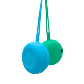 PAPU BABY Estuche Porta Chupón de Silicón. Sostenedor de chupetes, bolsillo para chupetes de silicona apto para lavavajillas. (Azul/Verde)