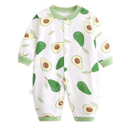 Vinesen Preemie Baby/Toddler Boys' and Girls' One-Piece Organic Cotton Jumpsuit Snap Closure Lemon Printed Romper 6-9 Months Avocado