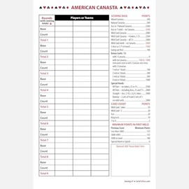 American Canasta Score Pads (5 Pads, 50 Sheets Each) Enjoy The Original! Proudly Made in The USA.