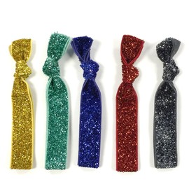 Wrapables Colorful Hair Ties Ponytail Holders (Set of 5) Rainbow Glitter