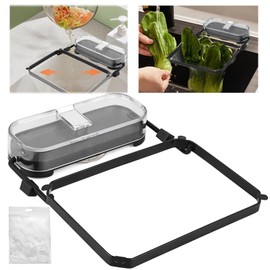 Sink Strainer, Suction Cup Kitchen Sink Filter, Drain Strainer, Kitchen Sink with 100 Filter Meshes, Foldable Drain Rack, for Filtering Food Leftovers, Draining Fruits (Black)
