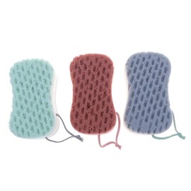 Outanaya 3pcs Natural Bath Sponge Soft Exfoliating Body Cleaning Pads with Hanging Rope for Gentle Skin Massage and Dead Skin Removal Comfortable Shower Sponge for Daily Use Random Color