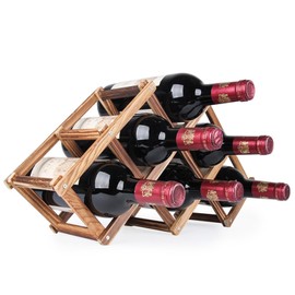 Sertay Holz Faltbar Weinregal, Tisch Weinregal, Holz Tisch Weinregal Klappbarer, Weinflasche Display Halter, Weinregal Freistehender, Geeignet für Küche, Esszimmer, Wohnzimmer oder Weinkeller