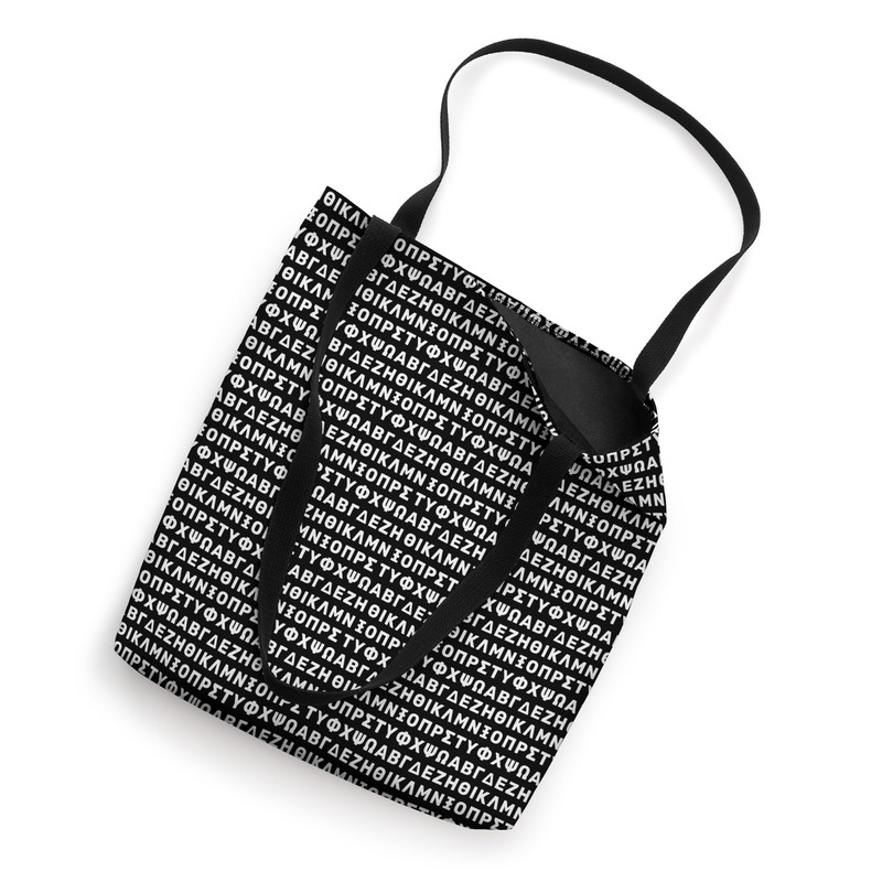 Greek Alphabet Pattern: Minimalist Typography Tote Bag