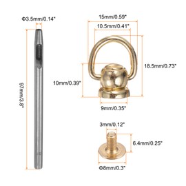 sourcing map 12pcs Metal Studs Rivets 8mm D-Ring Button Rivets with Leather Hole Punch for Leather Craft, Gold Tone