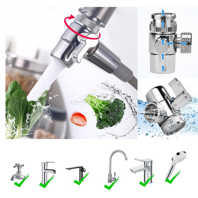 3-Way Tap Diverter Valve, 3-Way Tap Diverter Valve Adapter Switch