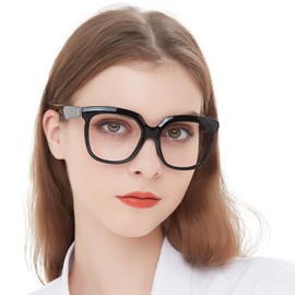 MARE AZZURO Oversized Reading Glasses +2.75 Women Large Square Readers 1.00 1.25 1.50 1.75 2.00 2.25 2.50 2.75 3.00 3.50 4.00 5.00 6.00 (Black, 2.75)