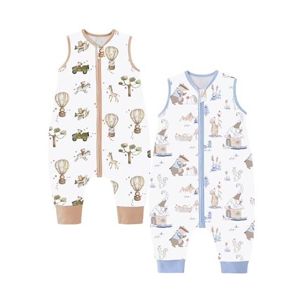 Chilsuessy 2er Pack Baby Schlafsack Sommer mit Füßen 0.5 Tog