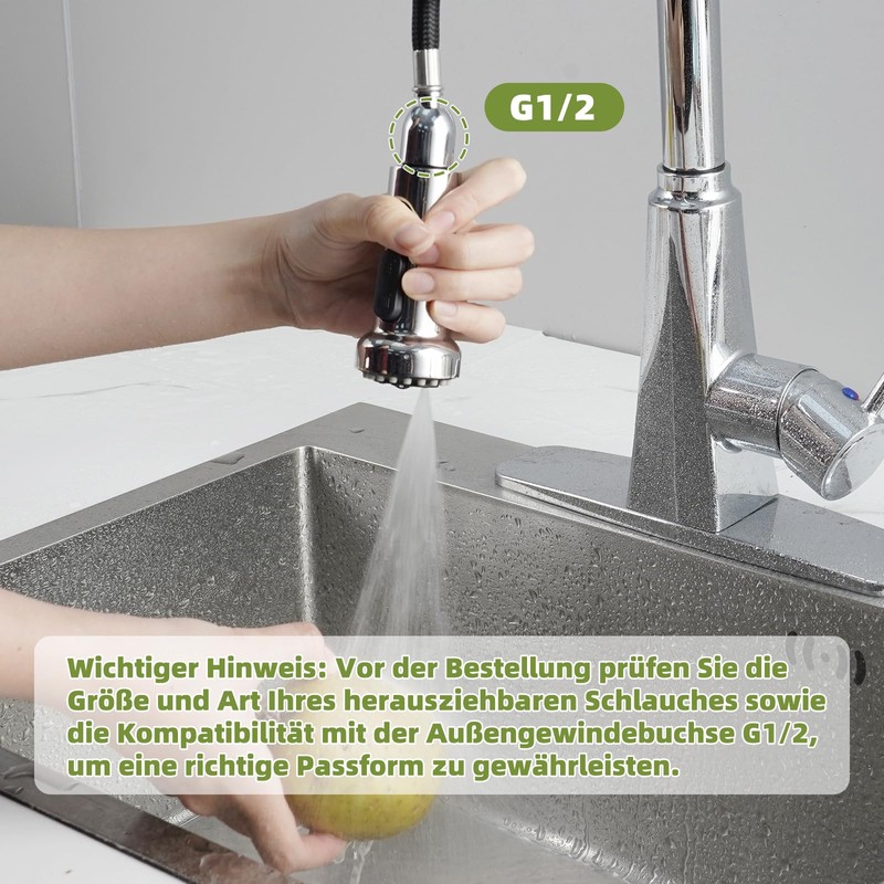 Hibbent Shower Head Kitchen Tap Replacement Pull-Out Tap Shower Head