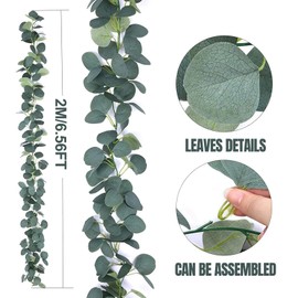 Pack of 2 Artificial Eucalyptus Garlands, 1.8 m Eucalyptus Decorative Hanging Plants, Eucalyptus Leaves Garland, Wedding Decoration, Artificial Hanging Plants Decoration for Wedding Arches, Gardens