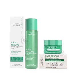 Luxe Organix Cica Rescue Gentle Brightening Toner, Serum & Moisturizer