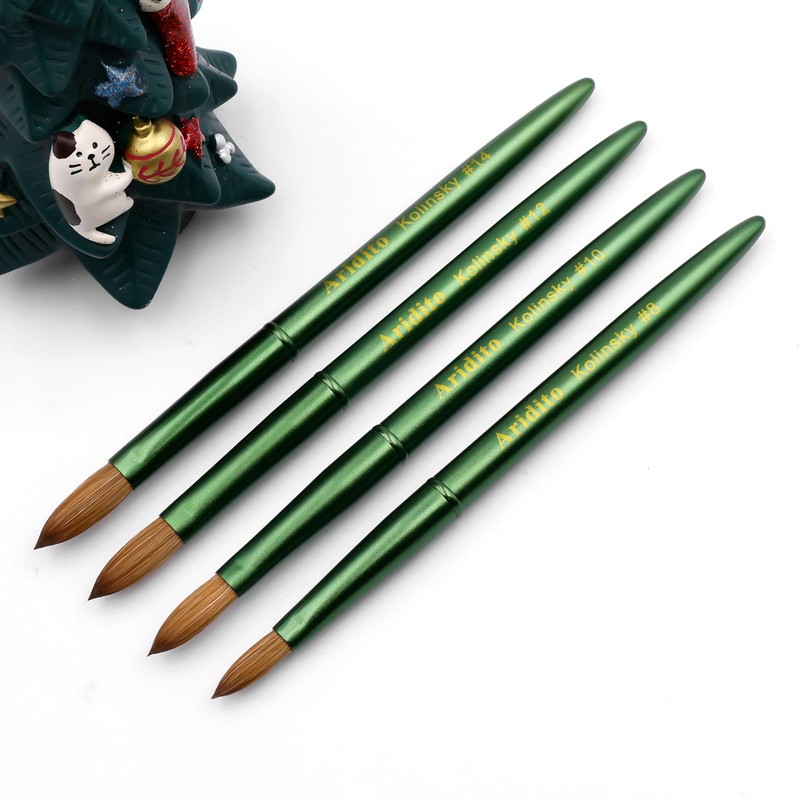 100% Kolinsky Hair Acrylic Nail Brush, Flat Shape with Cap,