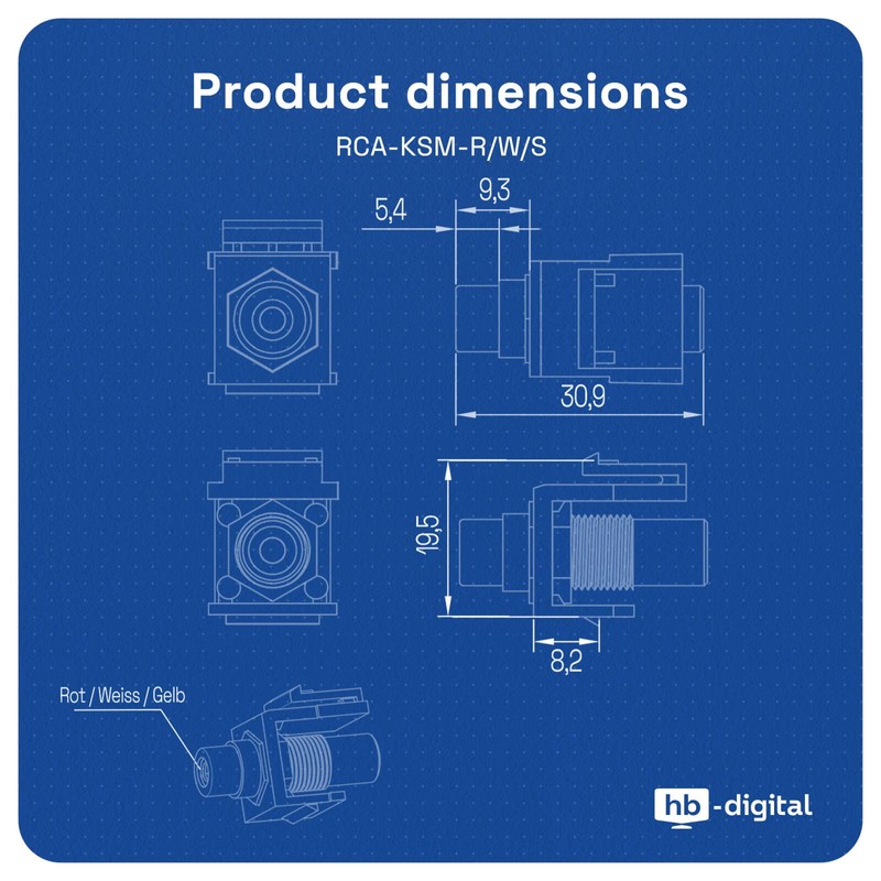 HB-DIGITAL Keystone Module with RCA Connector (Marking WIESS) | Multimedia