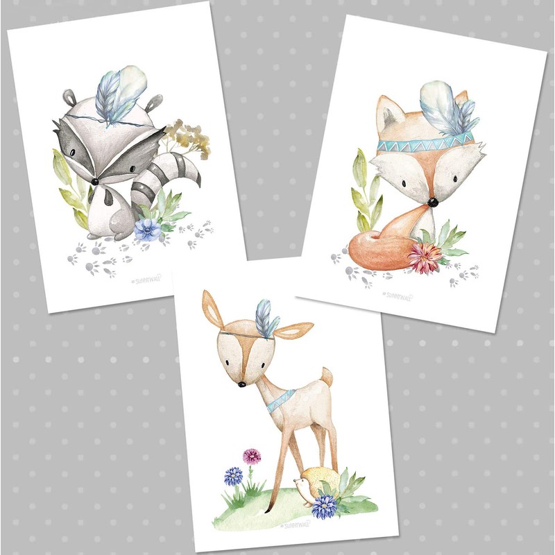 Sunnywall® Set of 3 Posters for Children's Room - A4