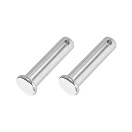 PATIKIL 12 x 50 mm Single Hole Clevis Pins, 2 Pcs 304 Stainless Steel Flat Head Pin for Hitch Pin Lock Link Hinge Systems, Silver