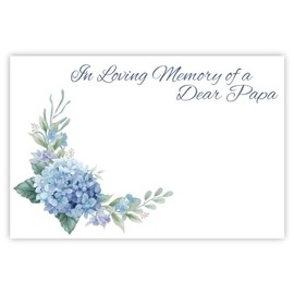 celloexpress In Loving Memory Papa (Blue Hydrangea) Flower Message Cards - 60mm x 90mm - Bereavement Florist Card Sympathy Condolences Notes (Pack of 10)