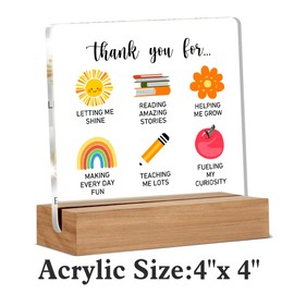 Thank You Gifts for Teachers, Teacher Appreciation Gifts, Daycare Teacher Gift from Student, Thank You Decorative Desk Acrylic Signs Plaque