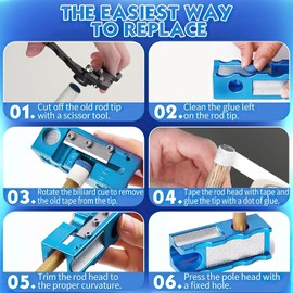 Ba Sen Doyle 11-in-1 Pool Cue Tip Shaper Aluminum Alloy, Pool Cue Tips Replacement kit, Billiards Accessories Tool,Pool Stick Tips, Pool Cue Tip Replacement and Shaping Accessories for Billiards
