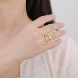 LIKGREAT Crescent Moon Ring for Women Girls Multi-Size Stainless Steel Finger Sun Moon Ring Bohemian Jewellery Birthday Gift, Stainless steels