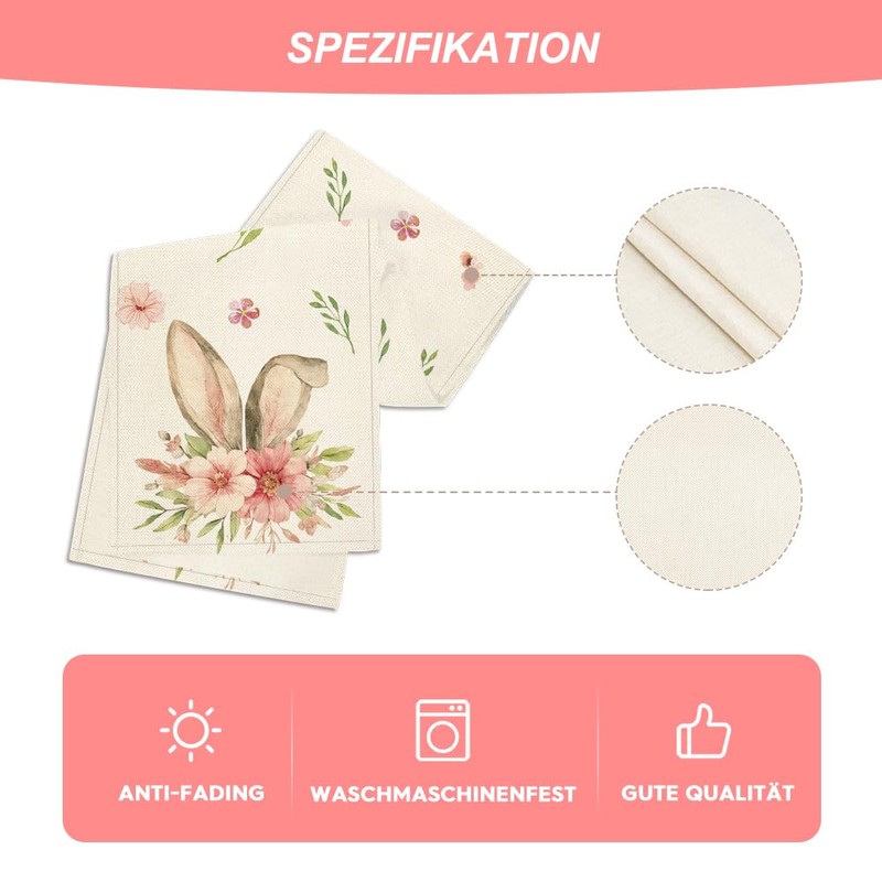 Artoid Mode Flower Rabbit Ears Easter Egg Easter Table Runner,