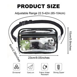 Cipszoely Clear Bumbag Transparent Bag for Women Stadium Approved Clear Bag Waterproof See Through Bag for Men Boys Running Hiking Travel Sports