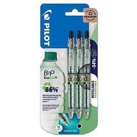 B2P ecoball Ballpoint Pen Blister Pack of 3 Black