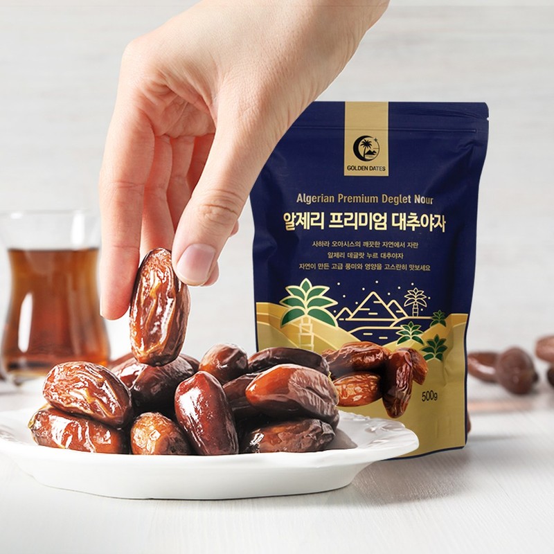프리미엄 유기농 알제리 대추야자 선물용, 500g, 1개 Premium Organic Algerian