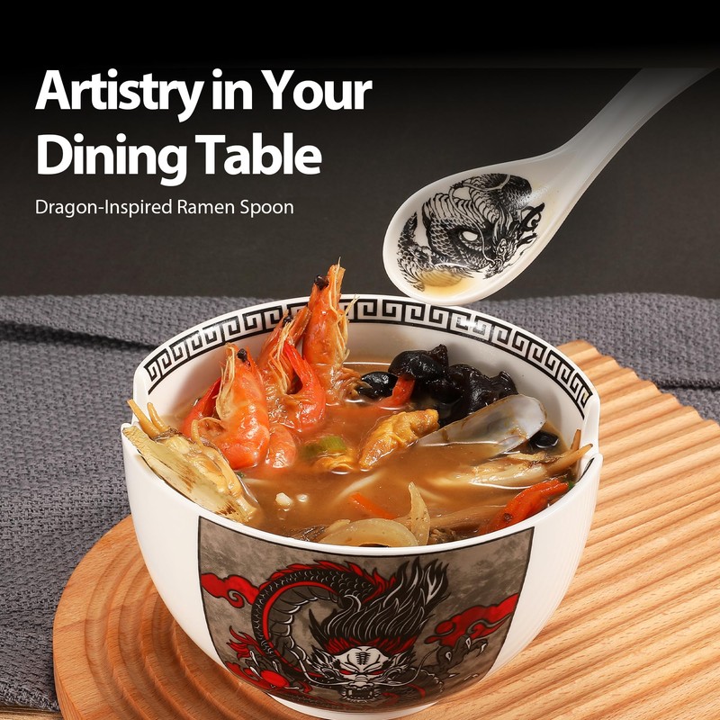 Dragon Ceramic Spoon Soup Spoons Asian Soup Spoon Chinese Korean
