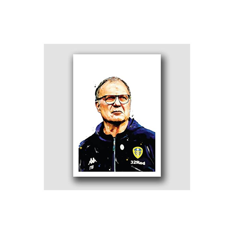 LEEDS United - Marcelo BIELSA Framed Illustration Print Poster