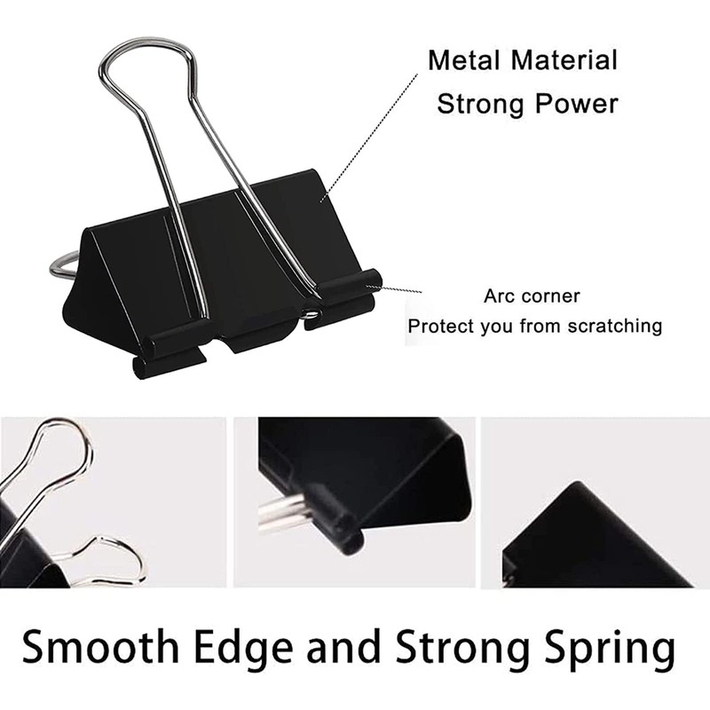 48PCS Bulldog Clips 51MM Large Paper Clips Binder 2 inch
